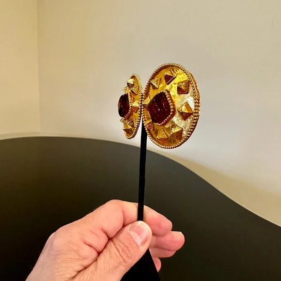 DOMINIQUE AURIENTIS PARIS 80’S VINTAGE RETRO RUNWAY RARE GLAM GRIPOIX EARRINGS - Picture 13 of 17